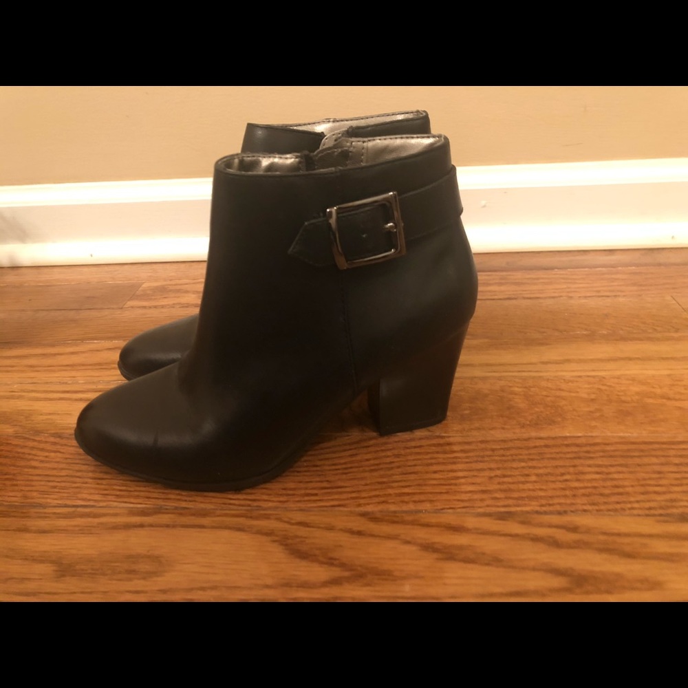black bootie wedges